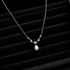 Leaf Pearl Jewelry Set Earrings and Necklace for Women Copper Plated Jewelry