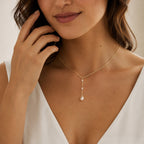 Women's Faux Pearl Pendant Necklace Electroplated Copper Geometric Pendant Chain Necklace