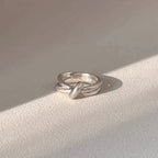 Geometric Open Ring for Women, Electroplated Copper, Adjustable Double Band Ring