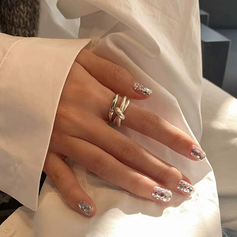 Geometric Open Ring for Women, Electroplated Copper, Adjustable Double Band Ring