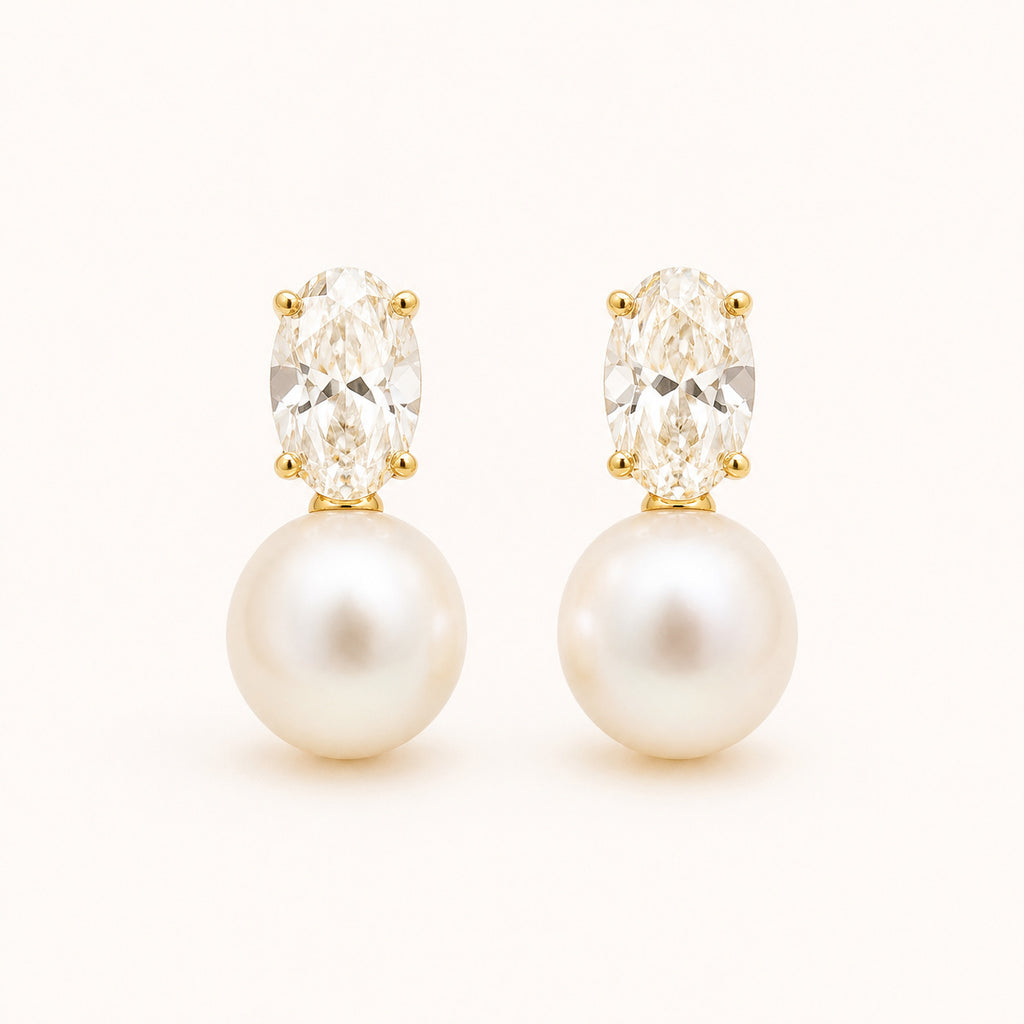 Women's Geometric Faux Pearl Stud Earrings Electroplated Copper Vintage Style Earrings