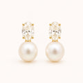 Women's Geometric Faux Pearl Stud Earrings Electroplated Copper Vintage Style Earrings