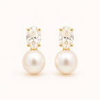 Women's Geometric Faux Pearl Stud Earrings Electroplated Copper Vintage Style Earrings