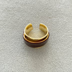 Geometric Open Ring for Women, Electroplated Copper, Wide Band Ring