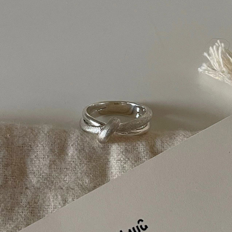Geometric Open Ring for Women, Electroplated Copper, Adjustable Double Band Ring