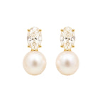 Women's Geometric Faux Pearl Stud Earrings Electroplated Copper Vintage Style Earrings