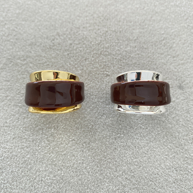 Geometric Open Ring for Women, Electroplated Copper, Wide Band Ring