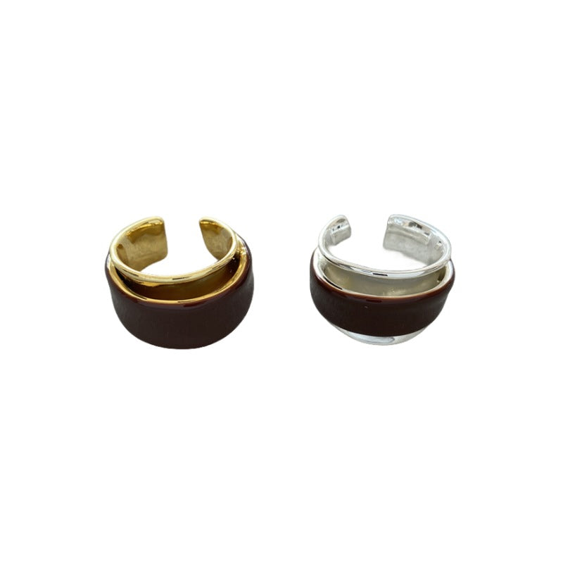Geometric Open Ring for Women, Electroplated Copper, Wide Band Ring