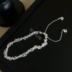 Adjustable Braided Rope Bracelet for Women, Electroplated Copper Alloy, Sliding Knot Closure