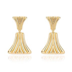 Fan Shell Stud Earrings for Women with 925 Sterling Silver Posts, Electroplated Copper, Push Back