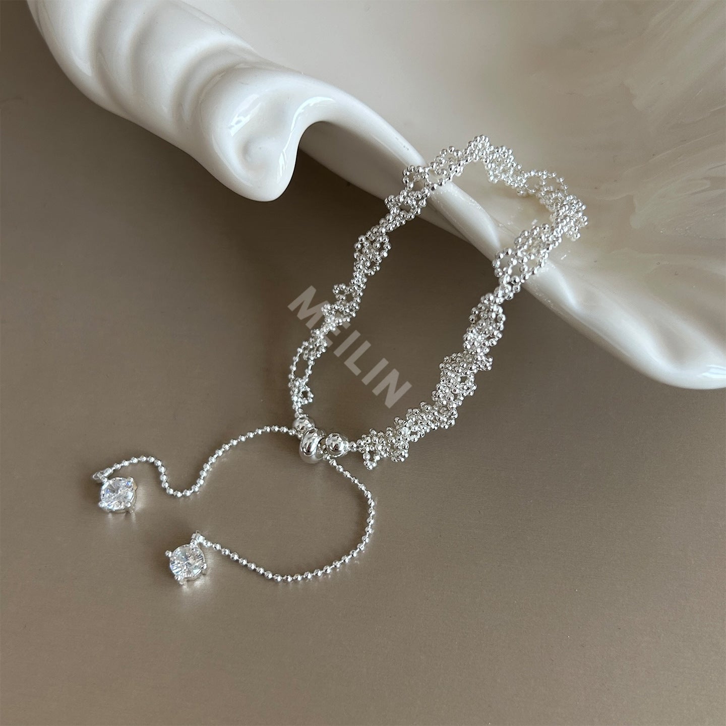 Adjustable Braided Rope Bracelet for Women, Electroplated Copper Alloy, Sliding Knot Closure