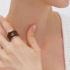 Geometric Open Ring for Women, Electroplated Copper, Wide Band Ring