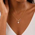 Leaf Pearl Jewelry Set Earrings and Necklace for Women Copper Plated Jewelry