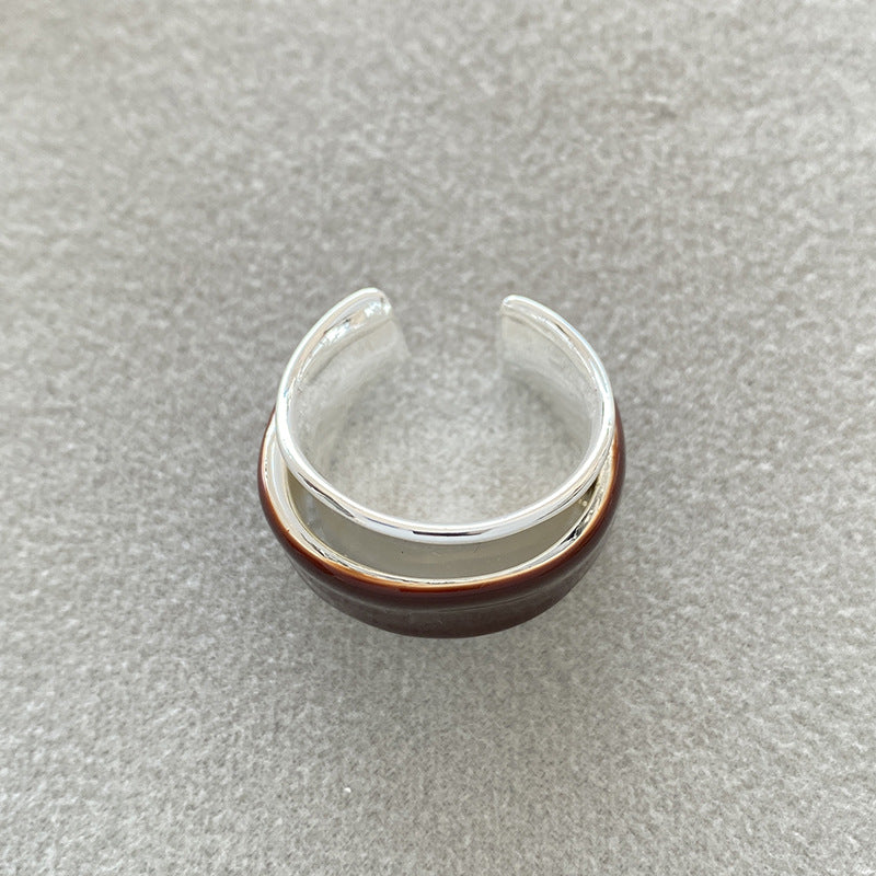Geometric Open Ring for Women, Electroplated Copper, Wide Band Ring