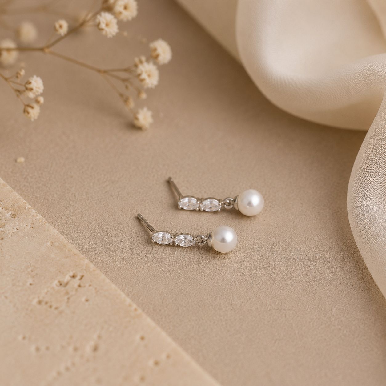 French Vintage Faux Pearl Drop Earrings