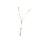Women's Faux Pearl Pendant Necklace Electroplated Copper Geometric Pendant Chain Necklace