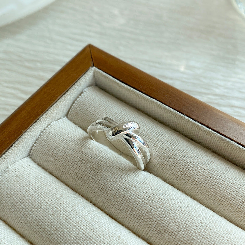 Geometric Open Ring for Women, Electroplated Copper, Adjustable Double Band Ring